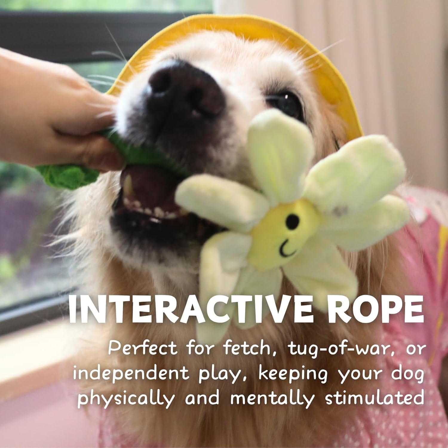 Interactive Puppy Plush Toy - Pleated Flower Rope Toy,Teething Toy Suitable for Small and Medium-sized Dogs