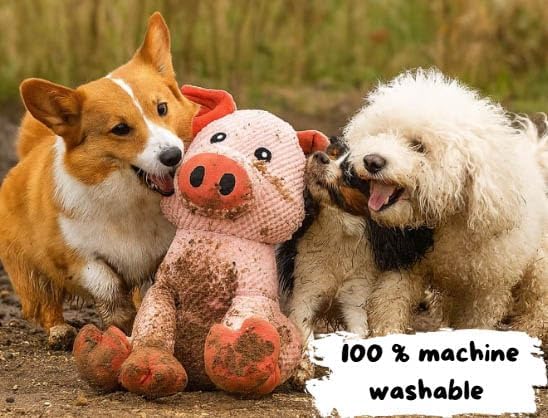 ZippyPaws Plush Pig Dog Toy | Heavy Duty Dog Toys for Dog Enrichment Toys for Large Dogs | Dog Toys Without Squeakers