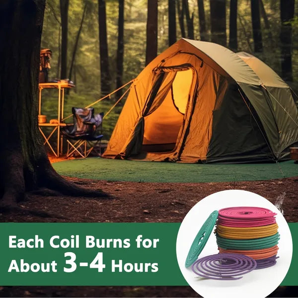 50Pcs Mixed Scent Incense Coils, 5 Fragrance Citronella Incense Sticks with Metal Holder, 3-4 Hours Burning for Camping Patio Backyard Outdoor Use