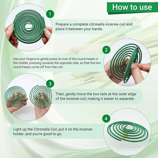 50Pcs Mixed Scent Incense Coils, 5 Fragrance Citronella Incense Sticks with Metal Holder, 3-4 Hours Burning for Camping Patio Backyard Outdoor Use