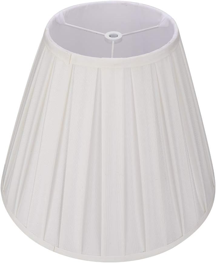 White Pleated Barrel Lampshade, 6" Top 13" Bottom 9.5" Height, TC Chemical Fiber Cloth with Spider Fitter for Table & Floor Lamp