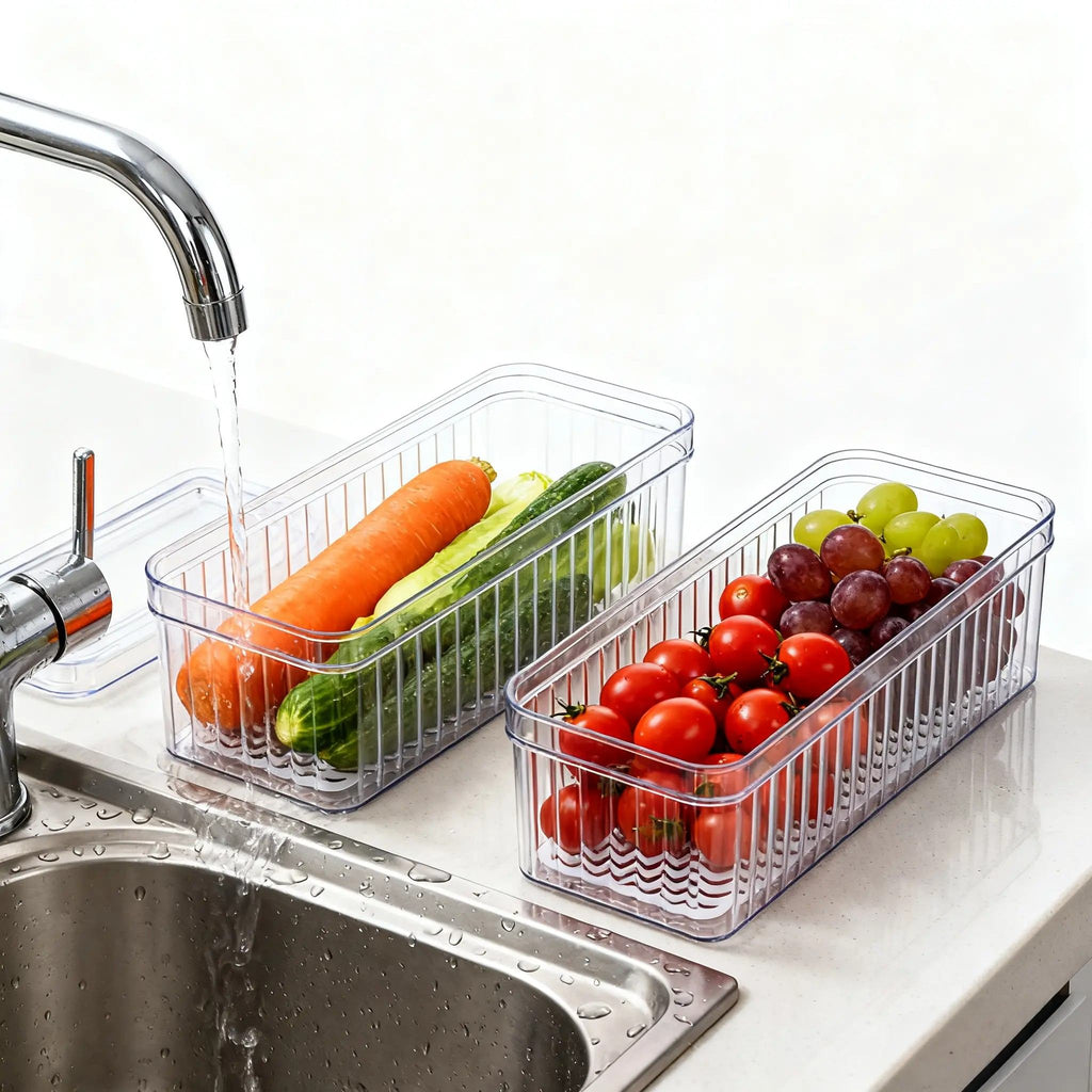 7 Pcs Clear Fridge Organizer Bins with Lids, Stackable Refrigerator Storage, 3 Sizes Pantry Organization Containers for Kitchen Freezer & Cabinet