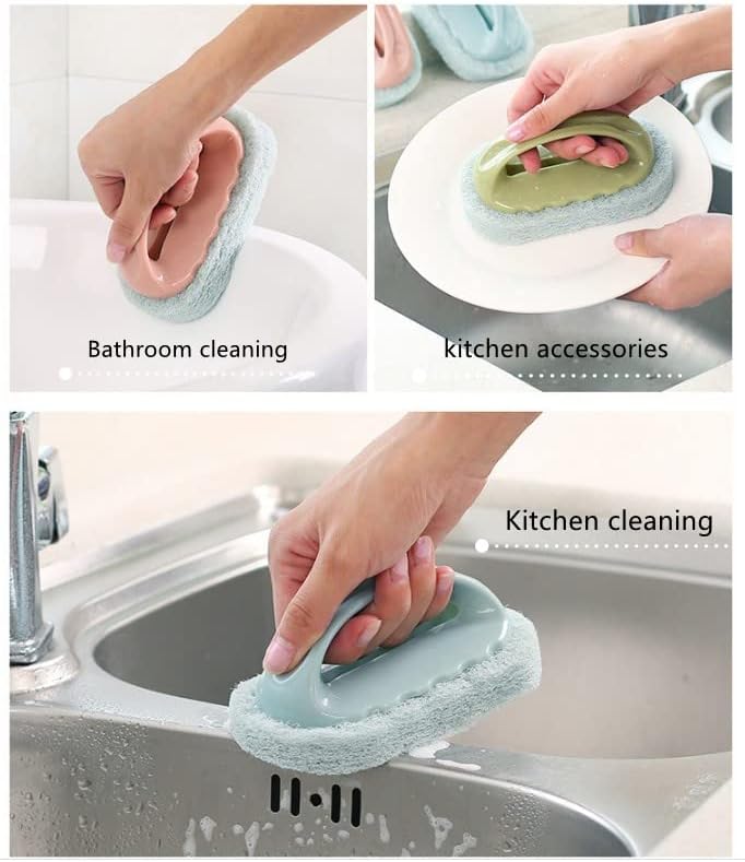 Dish Soap Scrub Brush, Shower Cleaner Brush, Bathtub Cleaner Shower Brush for Cleaning, Ergonomic Handle All Purpose Kitchen Bathroom Scrubbing Sponge Brush (Random Color)
