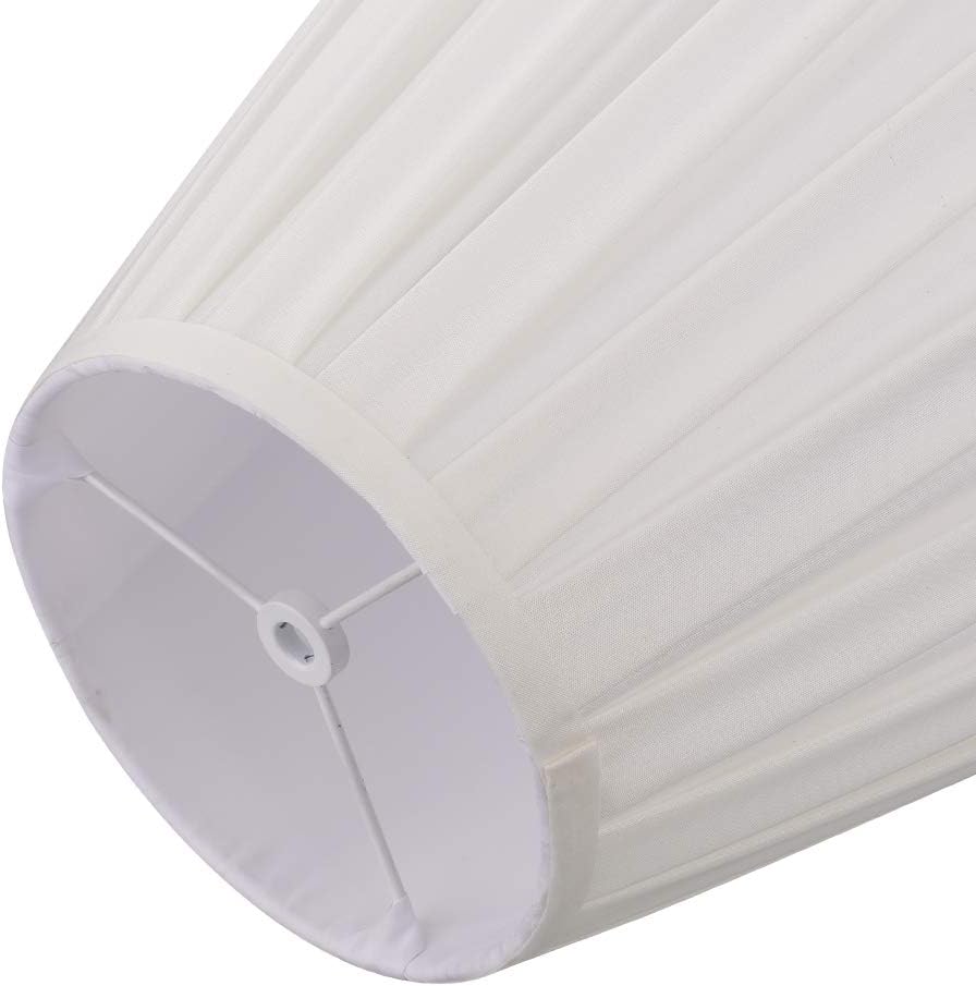 White Pleated Barrel Lampshade, 6" Top 13" Bottom 9.5" Height, TC Chemical Fiber Cloth with Spider Fitter for Table & Floor Lamp