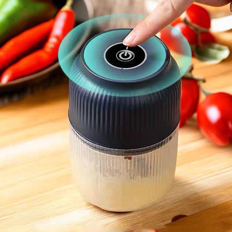 300ml Electric Mini Food Chopper, USB Rechargeable Small Food Processor with 4 Sharp Blades, Portable Garlic Mincer for Onion, Meat, Vegetable