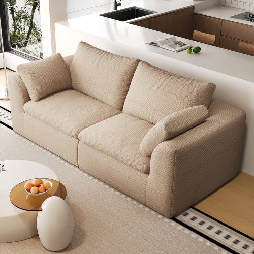AEELLEEA 78.8" Modern Loveseat Sofa, 2-Seater Upholstered Couch with Deep Seats, Back Cushions and Armrest Pillows for Living Room, Beige