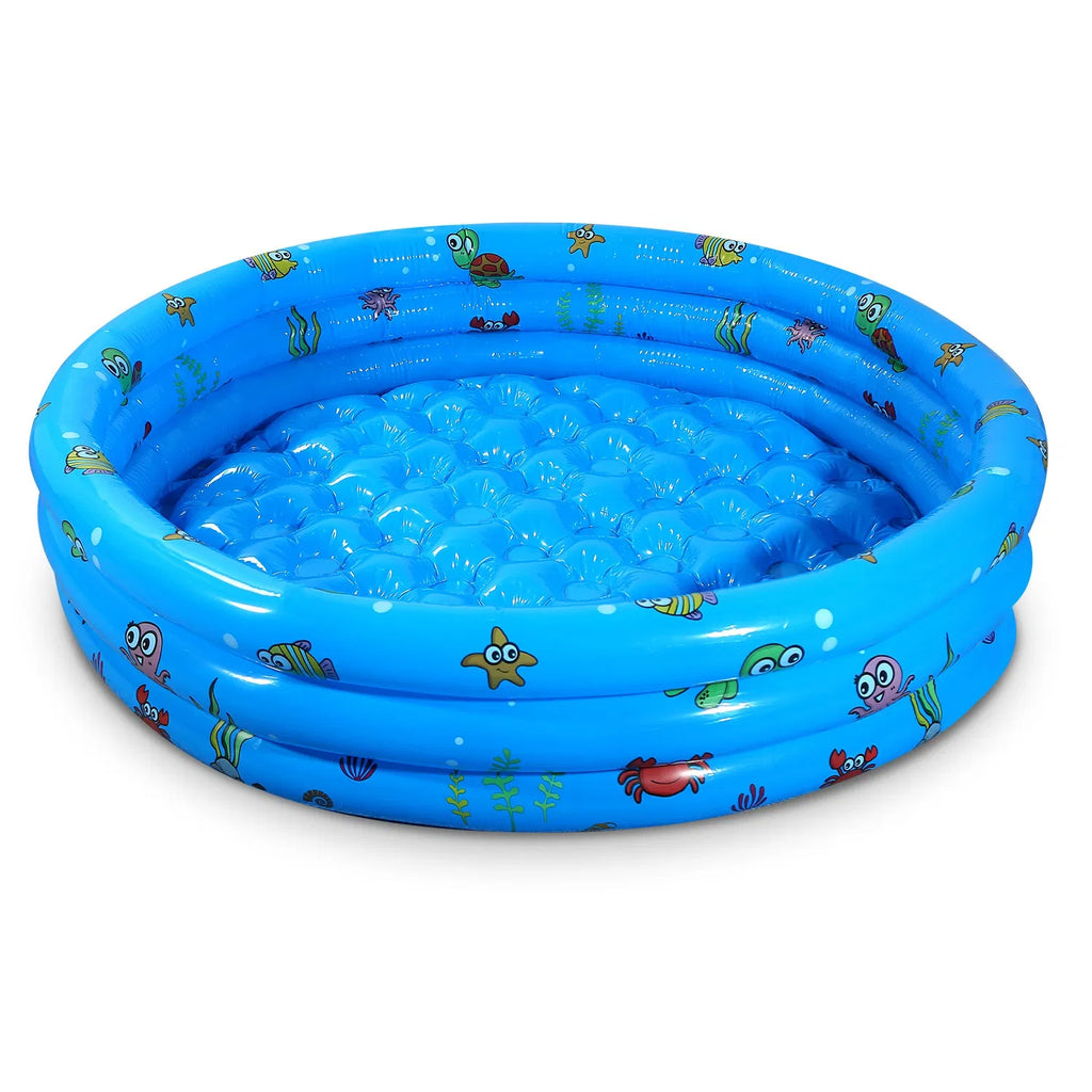 51" Inflatable Swimming Pool for Kids, Round 3-Ring Kiddie Pool with 4 Air Valves, Premium PVC - Blue
