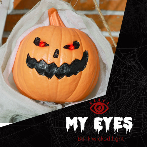 AEELLEEA 47.2" Sound Activated Hanging Pumpkin Ghost Halloween Decoration with Light-Up Eyes and Creepy Sound