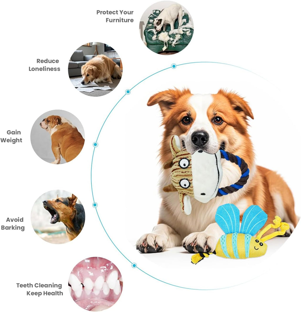 Squeaky Plush Dog Toys for Puppy Small Medium Dogs, Cute Soft Stuffed Puppy Toys for Teeth Cleaning and Boredom.Dog Toys to Kepp Them Busy