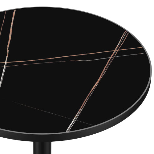 AEELLEEA 31.5-Inch Round Dining Table, Black Marble-Look Top with Gold Metal Pedestal Base, Modern Kitchen Table