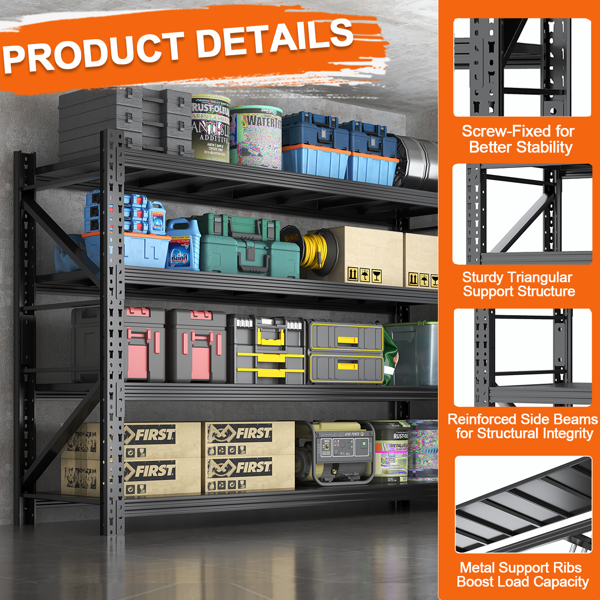 AEELLEEA Heavy Duty 4-Tier Metal Storage Shelving Unit, 31.5"W x13.8"D x73.2"H, 6000LBS Total Load Adjustable Garage Utility Rack