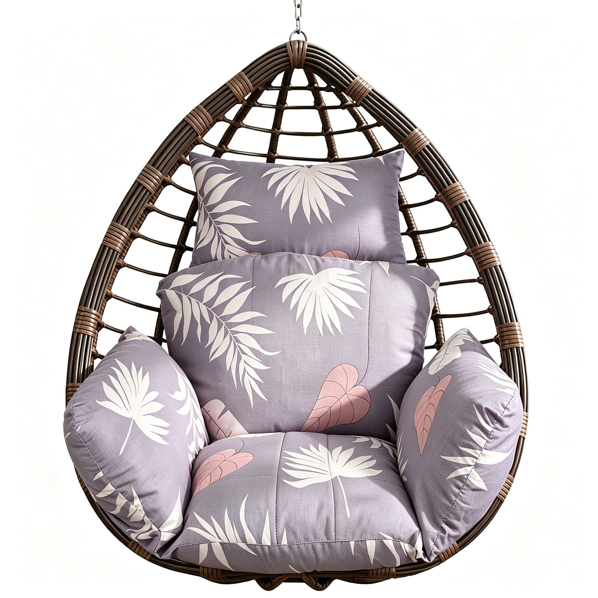 Hanging Egg Chair Cushion with Head Pillow, Thick Hollow Cotton Replacement Pad, Removable Washable Polyester Cover for Indoor Outdoor Wicker Swing Chair