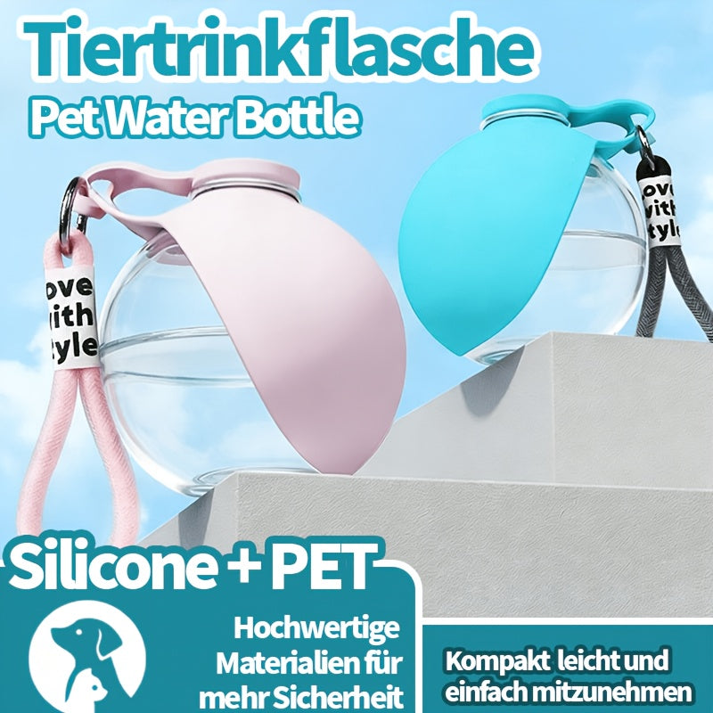 2-in-1 Portable Dog Water Bottle, 9.64 oz No-Spill Pet Water Dispenser with Foldable Silicone Bowl for Walking, Travel and Outdoor Use