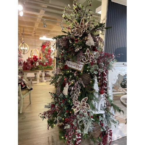 AEELLEEA Fringed Tree Shaped Christmas Ornaments, Boho Tassel Tree Hanging Decor, 6 Pack Rustic Xmas Tree Decorations for Holiday Home Display