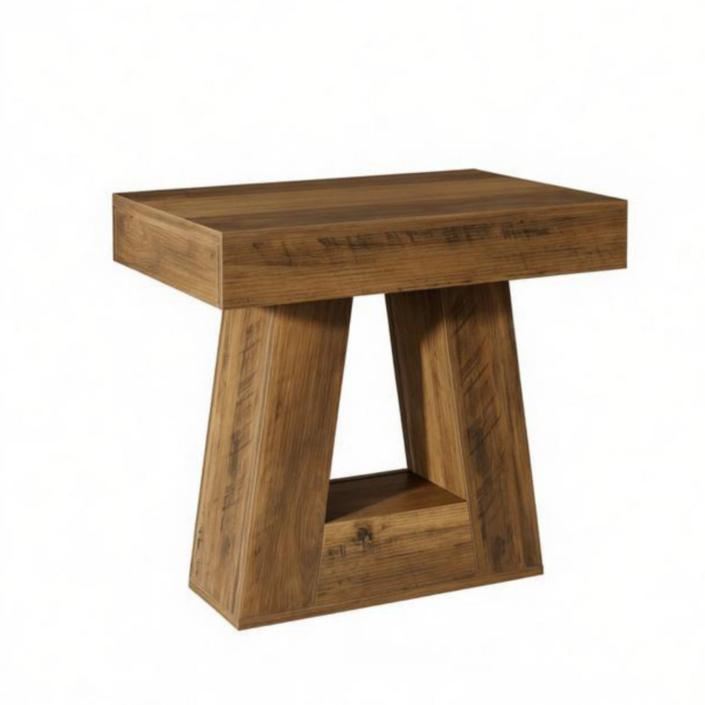 AEELLEEA Rustic Wood Grain End Table, 23.62"H x 23.62" L x15.75" W, Geometric Side Table with Open Storage Compartment for Living Room