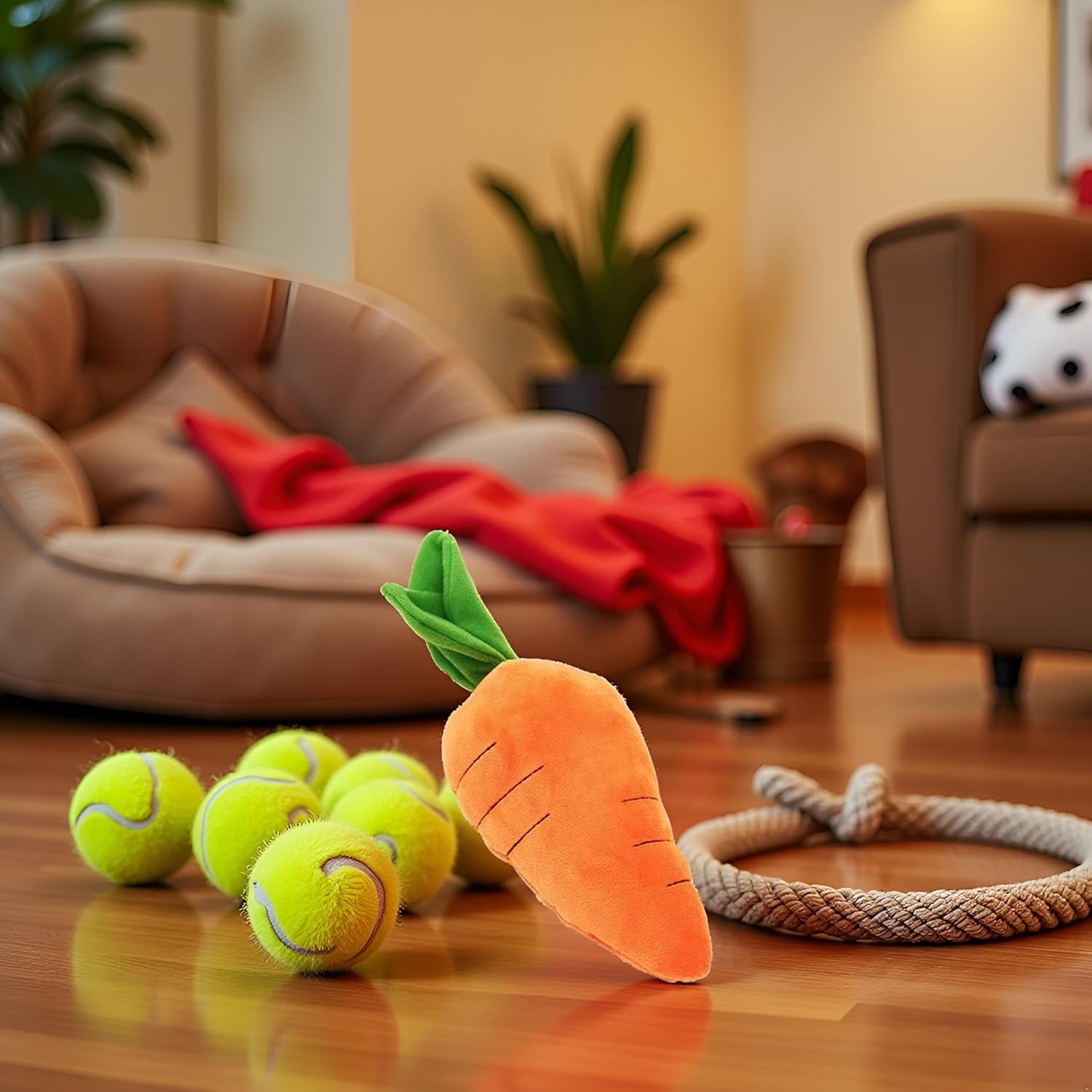 Best Pet Supplies Crinkle Dog Toy for Small, Medium, and Large Breeds, Cute Carrot with Soft Squeaker, Carrot Shape Pet Plush Toy with Sound, Bite-Resistant Soft Comfortable Dog Toys, Decorations