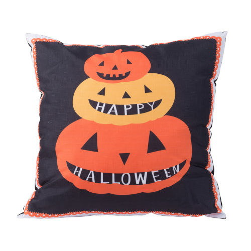 20x20" Halloween Pumpkin Pillow, Black Orange Triple Stacked Jack-O-Lantern Plush Throw Pillow for Couch, Bed & Entryway Decor.
