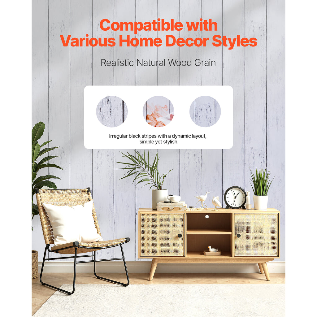 Peel and Stick Wallpaper, 17.7 x 472.4 inch Contact Paper White Wood Textured Waterpoof Self Adhesive, Easy to Clean & Peel Wall Decorative Vinyl Roll for Bedroom Kitchen Bathroom Office Desk