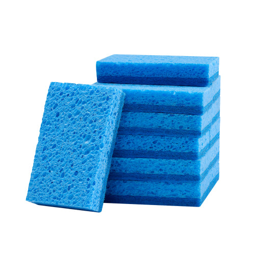 12 Pcs Natural Kitchen Sponges with Cellulose & Scrub Pad, Honeycomb Structure, Quick Water Absorption for Home Cleaning.