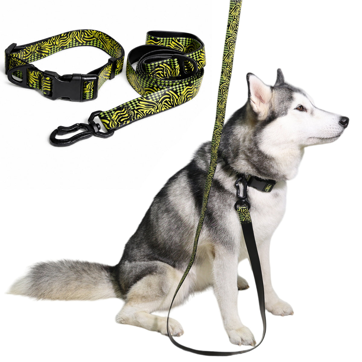 Tropical Print Dog Collar and Leash Set, Adjustable Quick Release Buckle Matching Pet Lead for Small Medium Large Dogs Walking