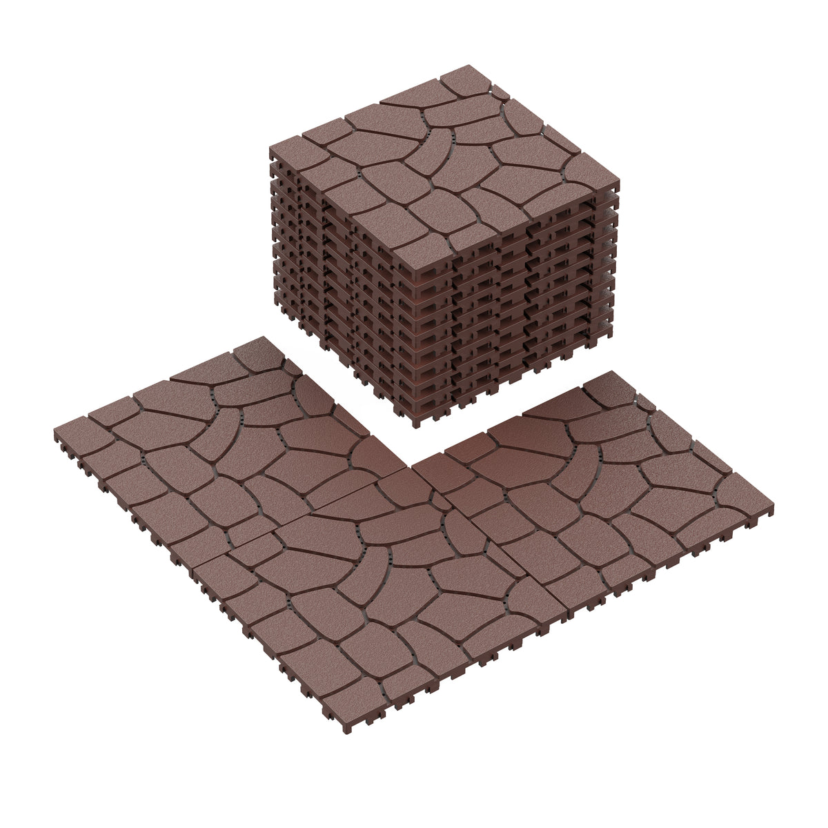 AEELLEEA 12 Inch Stone Texture Interlocking Patio Deck Tiles, 44 Pack Waterproof Outdoor Flooring Tiles for Poolside Balcony Backyard