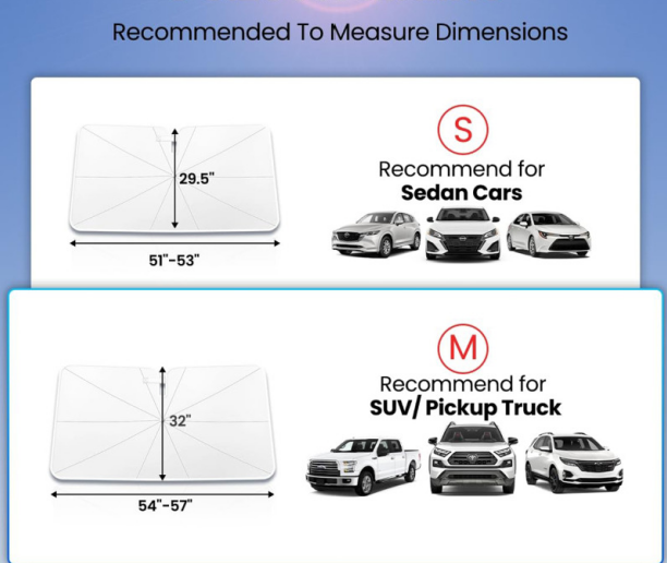 AEELLEEA-Car Windshield Sun Shade, Foldable Auto Sun Visor, UV Protection Heat Insulation Sun Shield for Most Vehicles