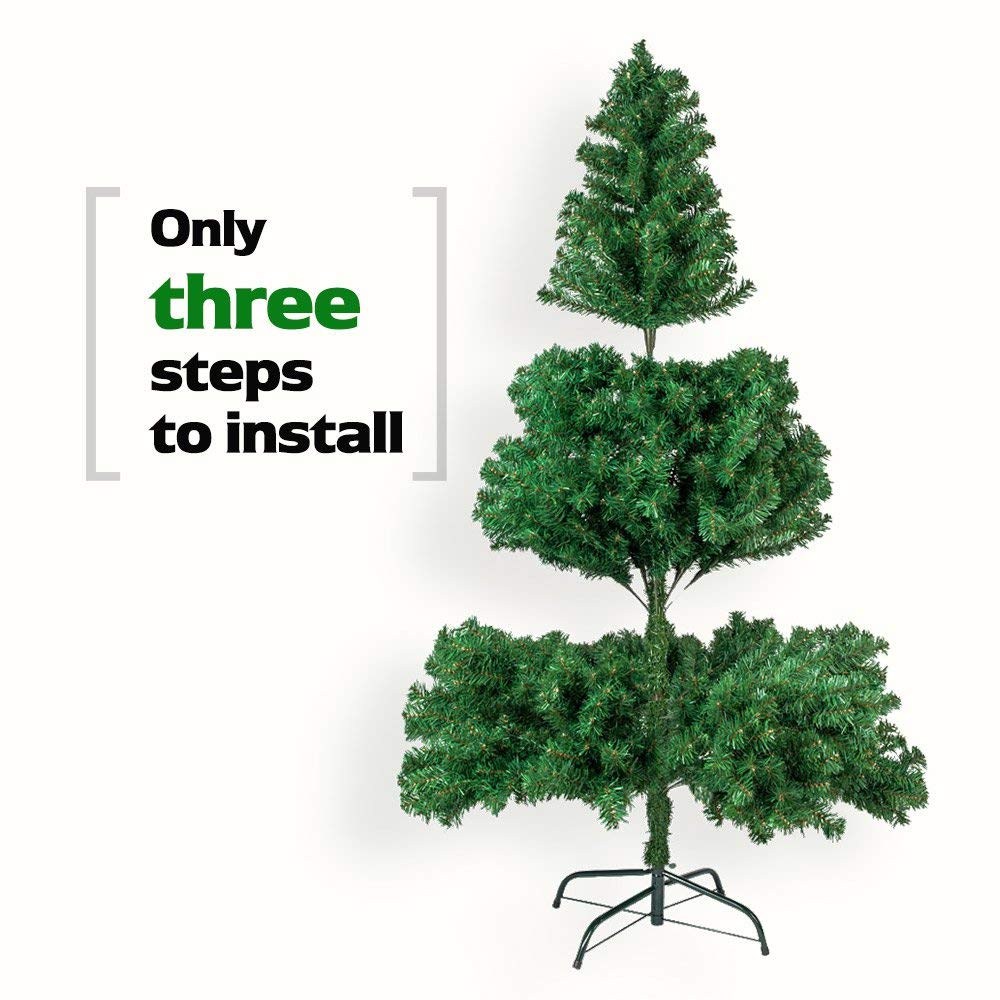 AEELLEEA- 5.5ft Artificial Christmas Tree with 850 Branch Tips, PVC Unlit Green Xmas Tree with Metal Stand