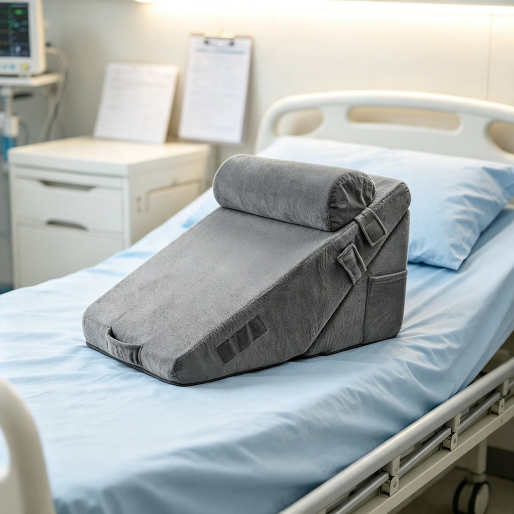 AEELLEEA Adjustable Bed Wedge Pillow with Head Roll, High Density Foam Support Pillow for Acid Reflux, Snoring, Post Surgery Reading Rest, Washable Velvet Cover