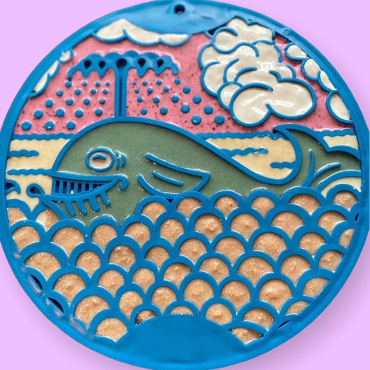 Whale Enrichment Lick Mat for Dogs with Suction Cups, Slow Feeder Treat Mat, Blue, 8" x 8"