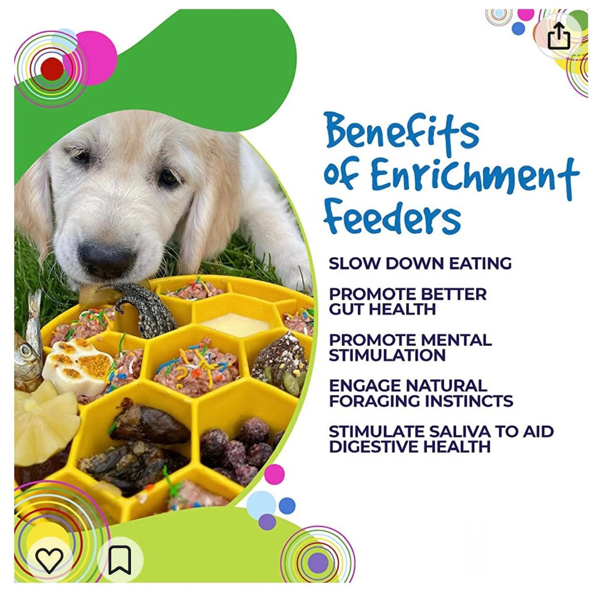 Honeycomb Deep Slow Feeder Dog Bowl, 4-Cup Enrichment Puzzle Bowl, Yellow, 8" x 8" x 2"