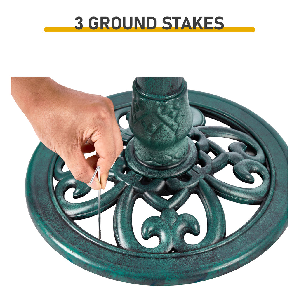Dark Green Resin Bird Bath, Freestanding Lotus Style Bird Feeder Basin for Garden Yard Outdoor Decor
