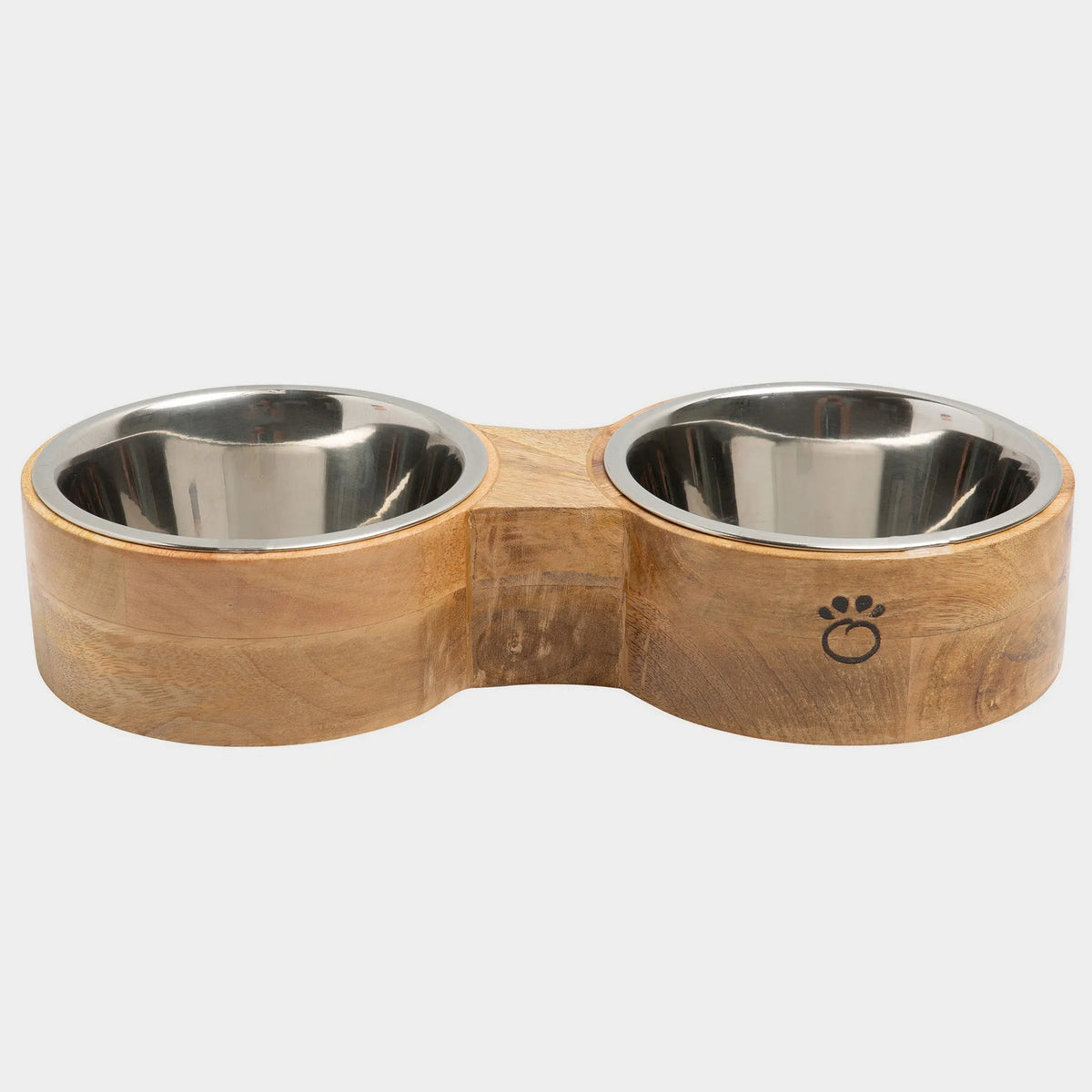 GF Pet Wood & Metal Double Pet Feeder, 2 Removable Stainless Steel Bowls, Elevated Dog Cat Food Water Bowl for Large Pets