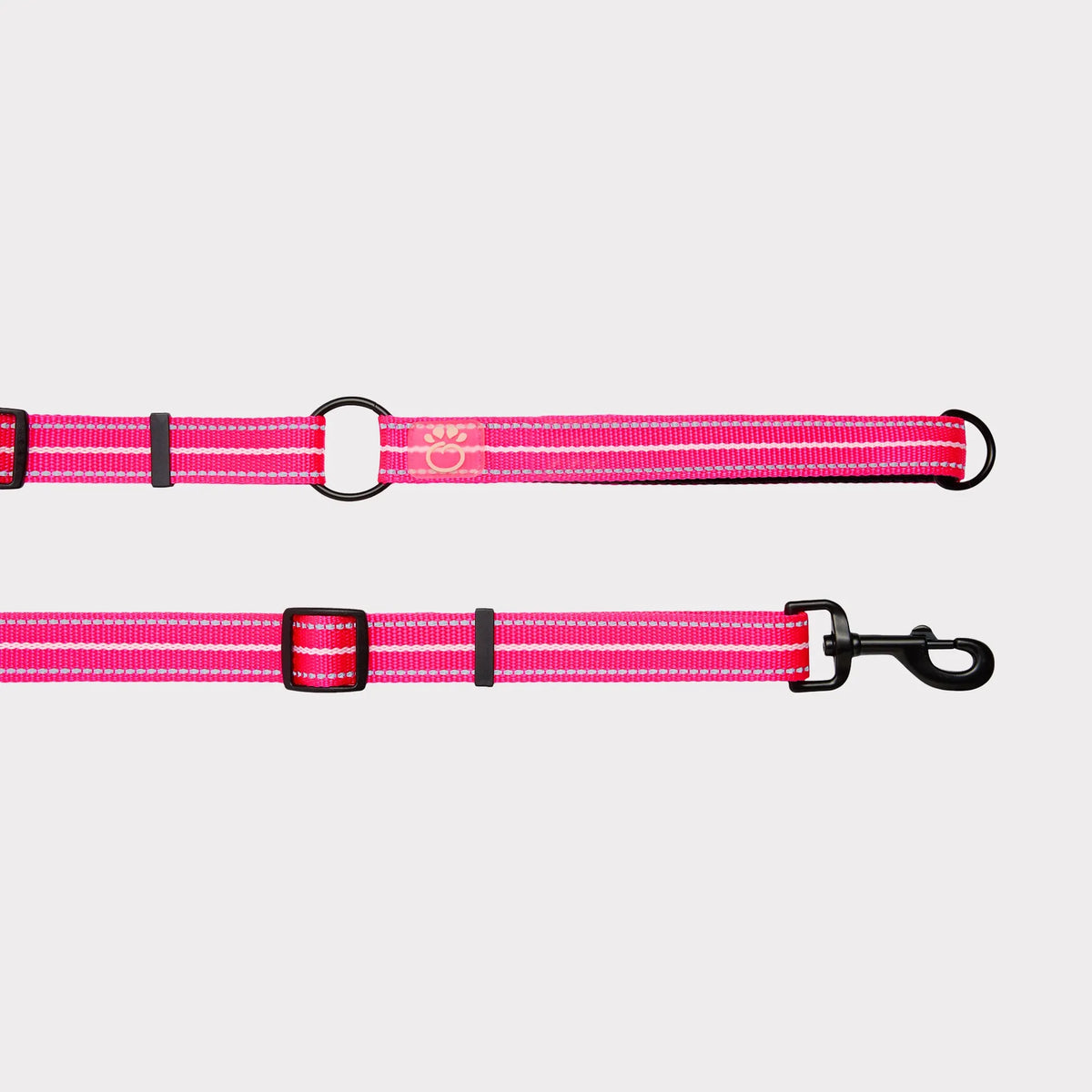 Neon Pink Medium/Large Pet Reflective Dog Leash, Heavy Duty Nylon Lead with Reflective Strip, Night Safety Walking Leash for Medium Large Dogs