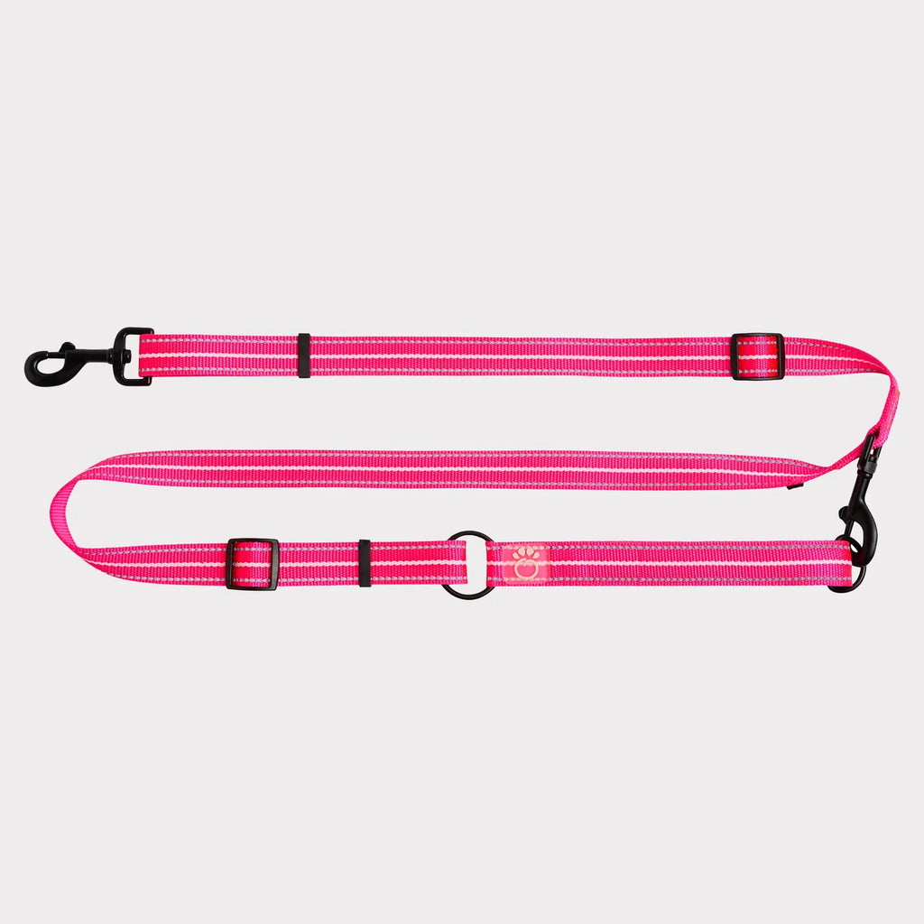 Neon Pink Medium/Large Pet Reflective Dog Leash, Heavy Duty Nylon Lead with Reflective Strip, Night Safety Walking Leash for Medium Large Dogs