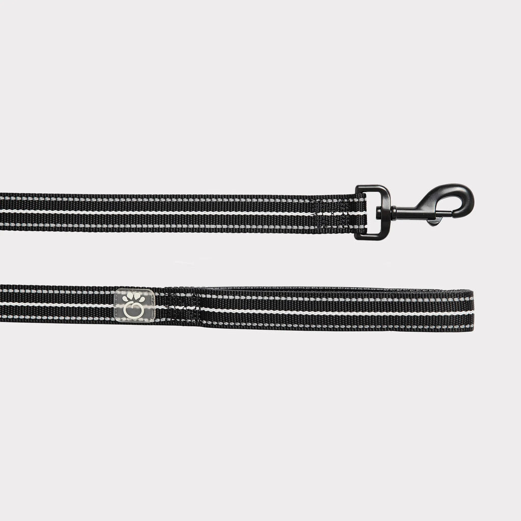 Black Medium/Large Pet Reflective Dog Leash, Heavy Duty Nylon Lead with Reflective Strip, Night Safety Walking Leash for Medium & Large Dogs