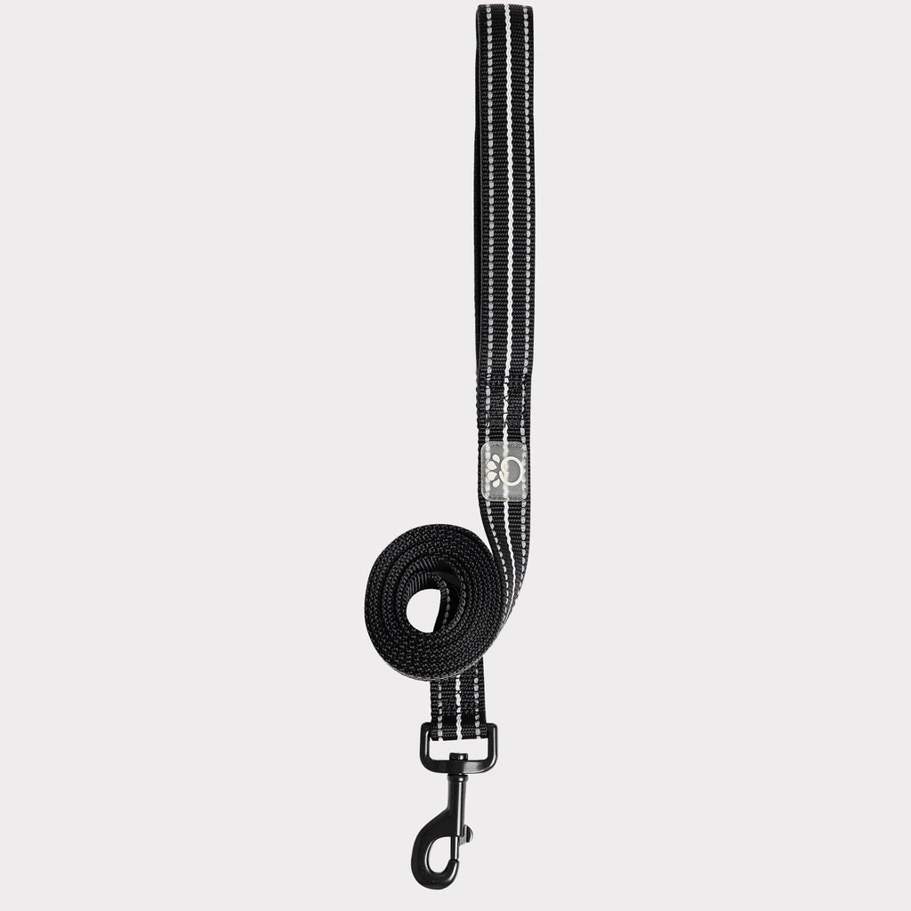 Black Medium/Large Pet Reflective Dog Leash, Heavy Duty Nylon Lead with Reflective Strip, Night Safety Walking Leash for Medium & Large Dogs