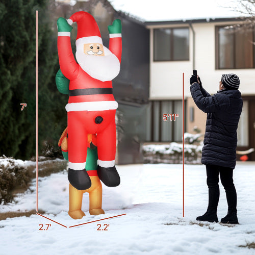 AEELLEEA 7' Inflatable Santa Christmas Decoration with Built-In LED Lights, Self-Inflating Outdoor Holiday Yard Decor
