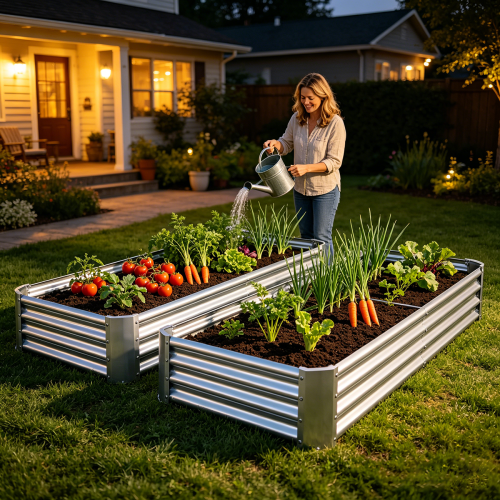 AEELLEEA 72 x 36 x 12 Inch Silver Galvanized Metal Raised Garden Bed, 2 Pack Rectangular Outdoor Planter Box for Vegetables, Herbs & Flowers