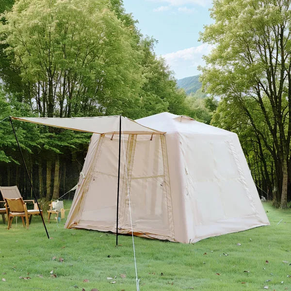 Aeelleea Inflatable Camping Tent with Canopy, 2-3 Person 4 Season Waterproof Oxford Glamping Tent, Blow Up Tent with Hand Pump Easy Setup