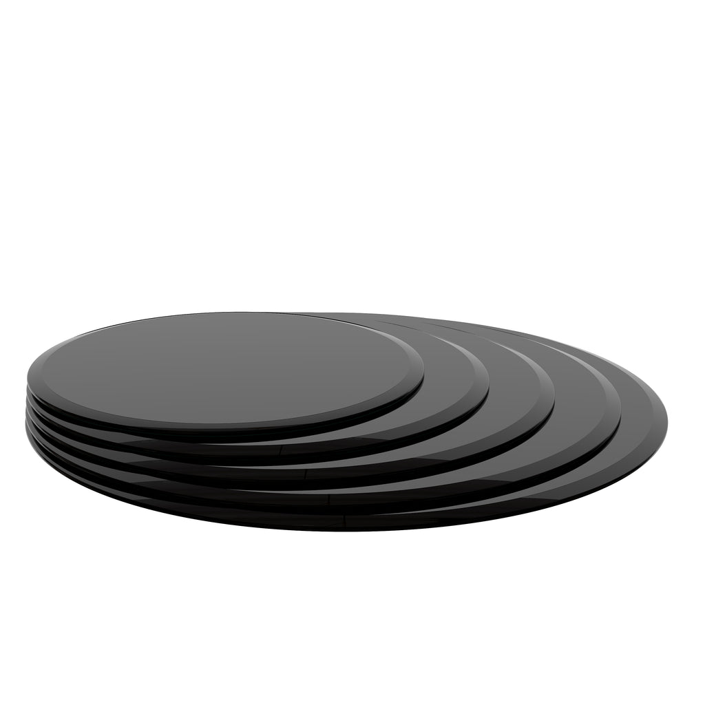 AEELLEEA 32 in Round Black Tempered Glass Table Top, 0.4 in Thick Beveled Edge Replacement Top for Coffee & Dining Tables