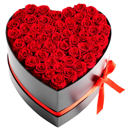 AEELLEEA 50 Preserved Red Roses Heart Box, Forever Real Roses for Valentine’s Day, Mother’s Day & Birthday