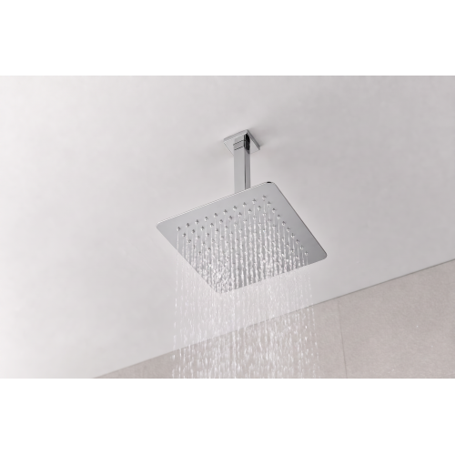 AEELLEEA 9.84 Inch Square Rain Shower Head with 11.2 Inch Ceiling Shower Arm, Chrome Overhead Rainfall Shower for Bathroom