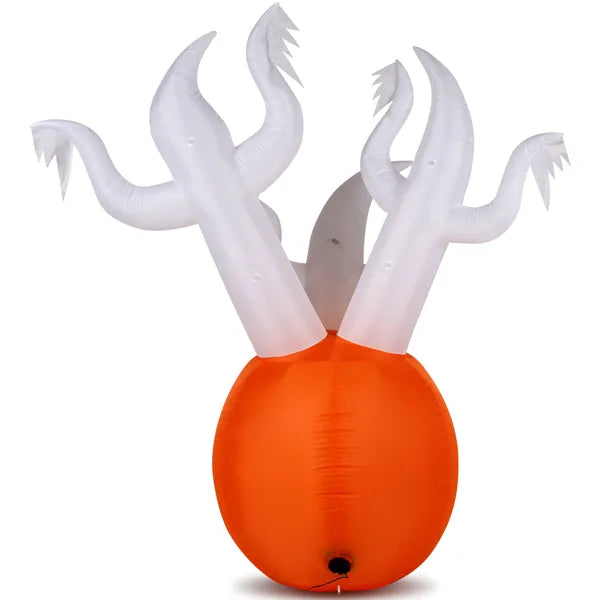 5.9 FT Halloween Inflatable Pumpkin Ghost with Built-in LED Lights, Scary Blow up Yard Decor for Lawn, Garden, Indoor Outdoor.
