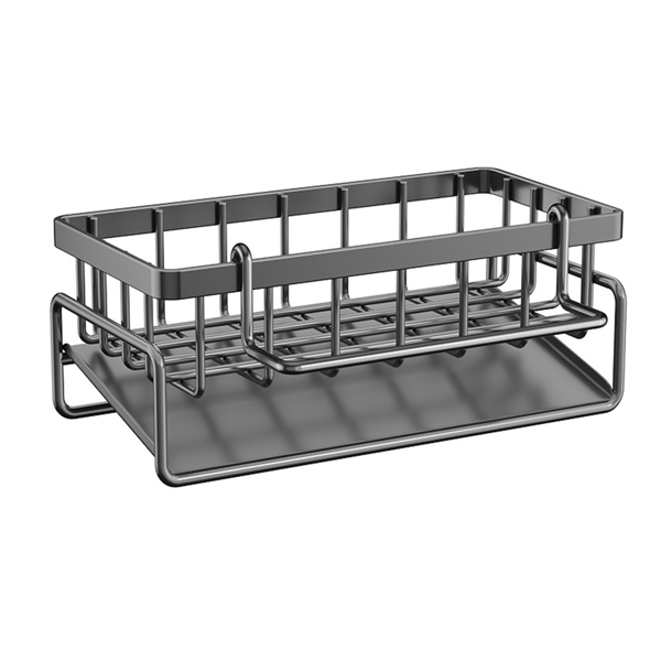 AEELLEEA Kitchen Sink Caddy 9.06 x 3.54 x 5.91 Inch, Rustproof Sponge Holder with Drip Tray & Towel Bar for Dish Brush Soap