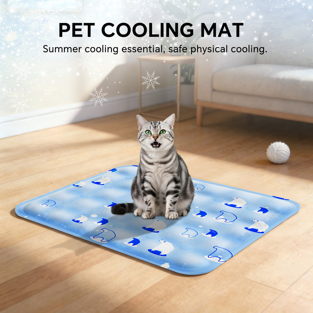 Water-Fill Pet Cooling Mat for Cats & Dogs, Reusable Washable Summer Cooling Pad, Blue, 35.43" x 23.62"
