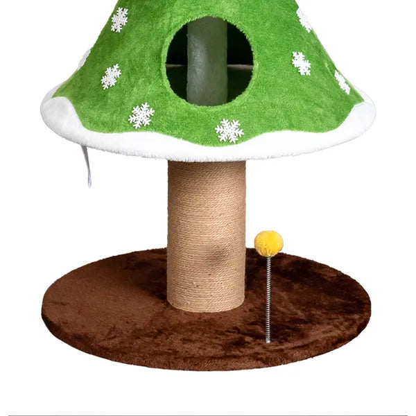 Aeelleea 59.1 Inch Christmas Tree Cat Tree, Large Cat Tower with 2 Cat Condos, Sisal Scratching Post and Toy Ball for Indoor Cats, Green White