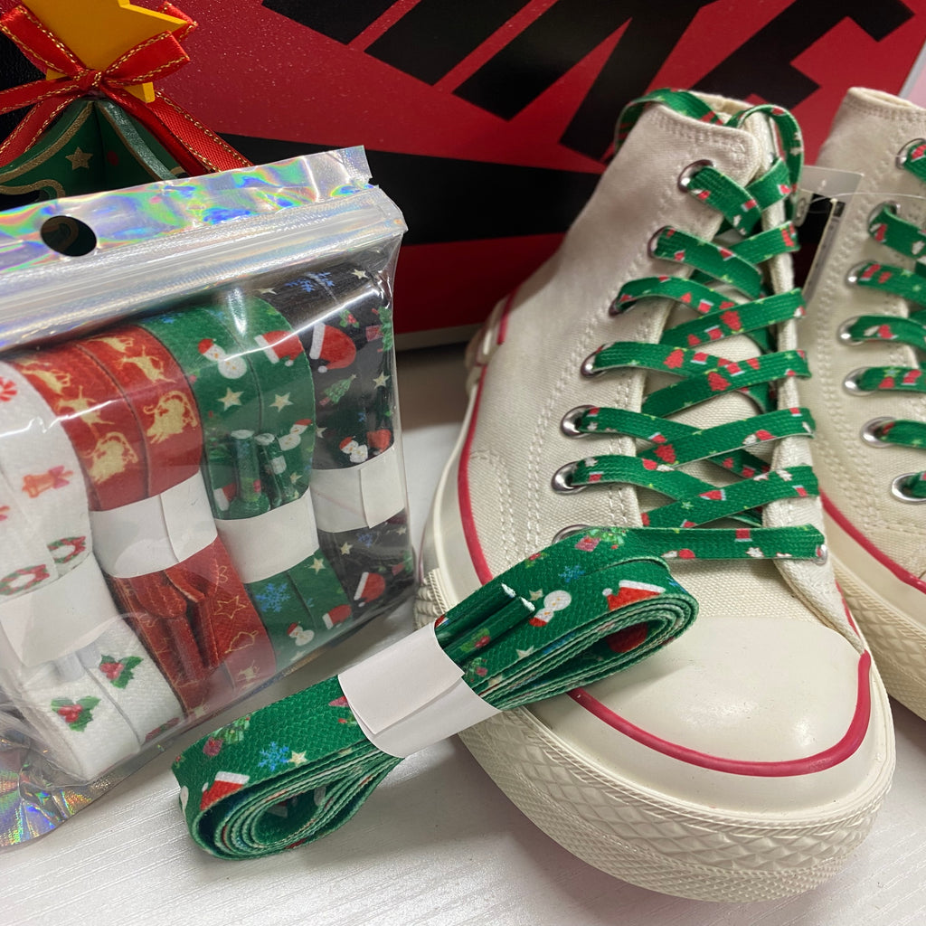 Christmas Shoelaces, 4 Pairs Christmas Pattern Shoe Laces for Men Women, 2 Sizes Decorative Christmas Replacement Laces for Sneakers