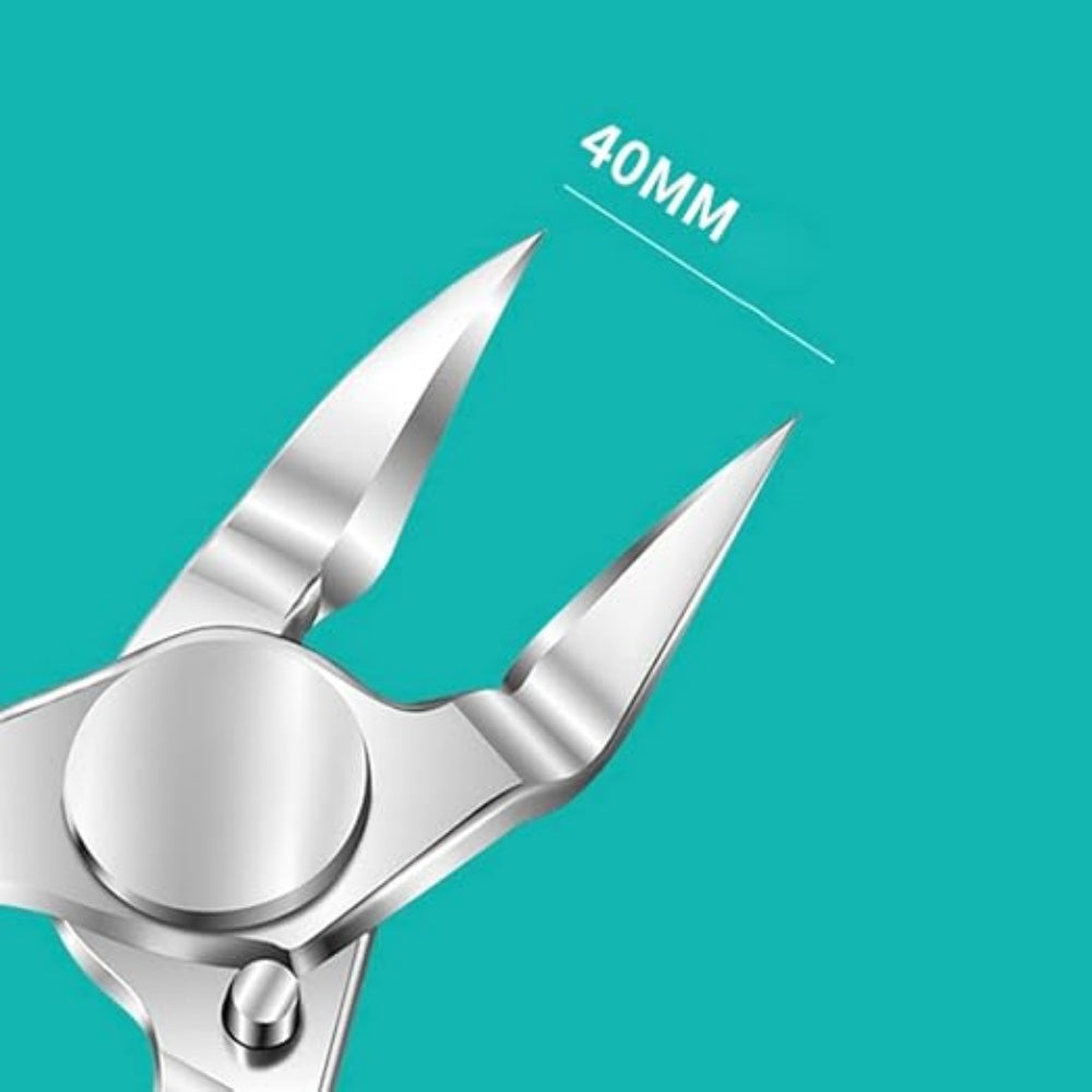 Stainless Steel Ingrown Toenail Nipper, Wide Jaw Curved Blade Nail Clipper with  Non-Slip Handle & Spring for Home Pedicure
