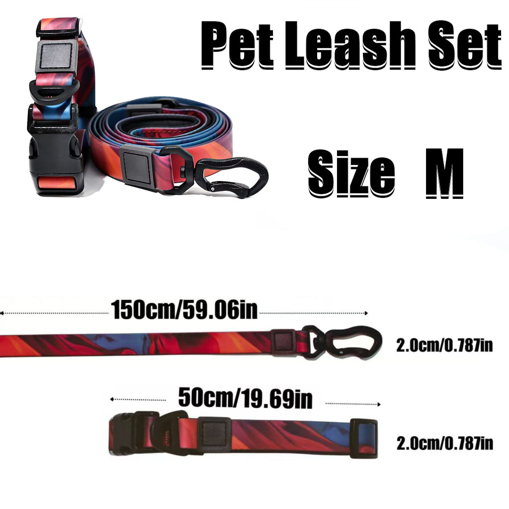Printed Dog Collar and Leash Set, Adjustable Quick Release Buckle, Heavy Duty Matching Pet Walking Gear for Small Medium Large Dogs