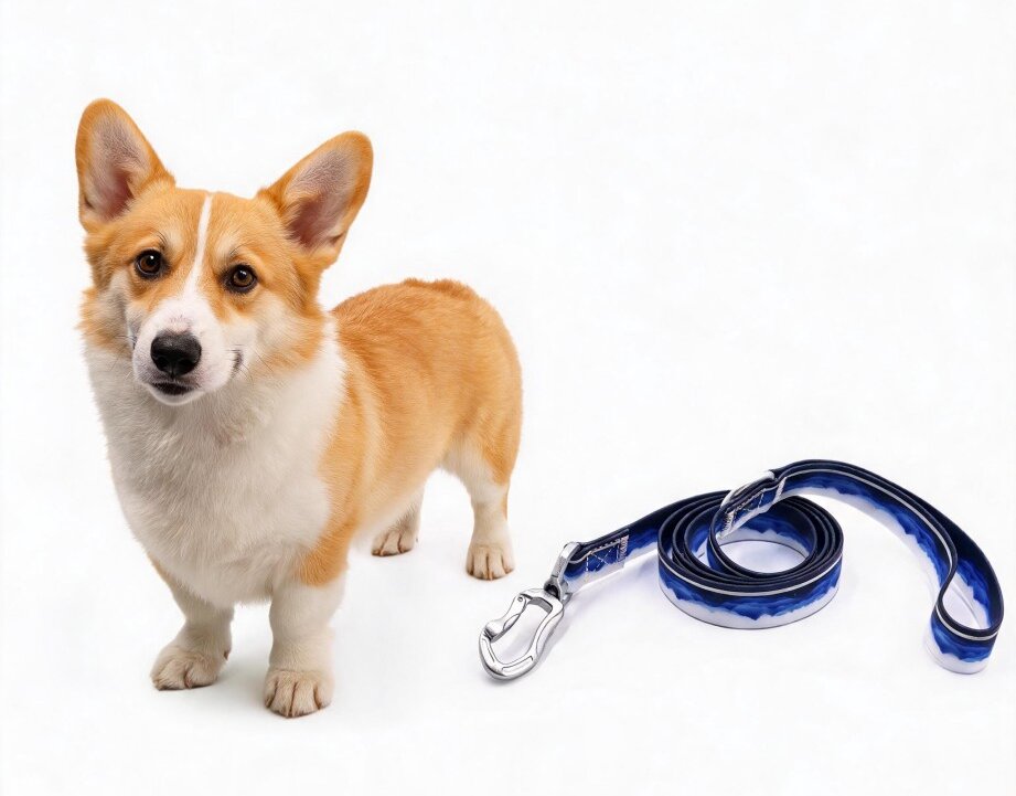 Reflective Dog Collar and Leash Set, Waterproof Adjustable Dog Leash with 360° Zinc Alloy Swivel Clip, Soft Padded Handle Pet Set for Medium Large Dogs